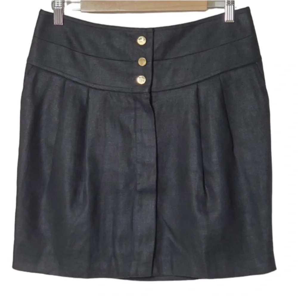 TORY BURCH LINEN BLACK SCHAFER PENCIL SKIRT 2